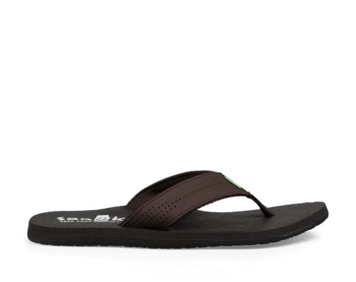 Sanuk Mens Beer Cozy Coaster Dark Brown Flip Flops | LTPXZW512